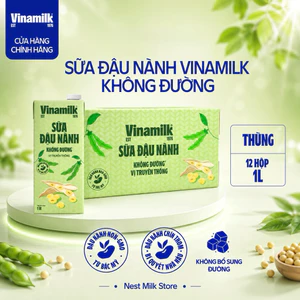 Sữa Đậu Nành Vinamilk Không Đường Vị Truyền Thống 1L - Thùng 12 Hộp