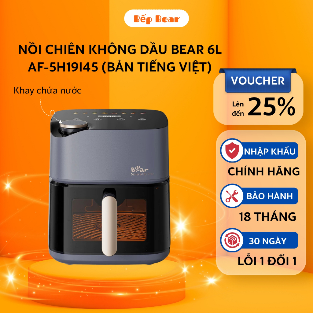 Nồi Chiên Không Dầu Bear 6L Nồi Chiên Hơi Nước Nồi Chiên Lò Nướng Lò Chiên Không Dầu Nướng Bánh AF- 5H19I45