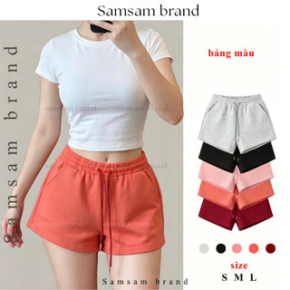 [CÓ TÚI QUẦN TIỆN LỢI] Quần short nữ dáng ngắn cạp cao phối dây rút chất nỉ tôn dáng năng động SAMSAM BRAND Q08