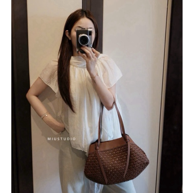 (Có sẵn) Áo voan tơ cộc tay phối bèo xếp ly vạt lệch thắt nơ tiểu thư sang chảnh, Áo kiểu nữ tiểu thư cao cấp siu xinh