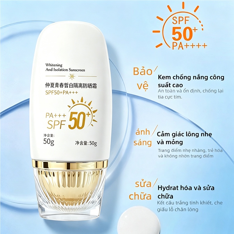 [MỚI HOT] Kem Chống Nắng Nâng Tone Sáng Hồng Tự Nhiên SPF50+ PA+++ Cho Mọi Loại Da 50g