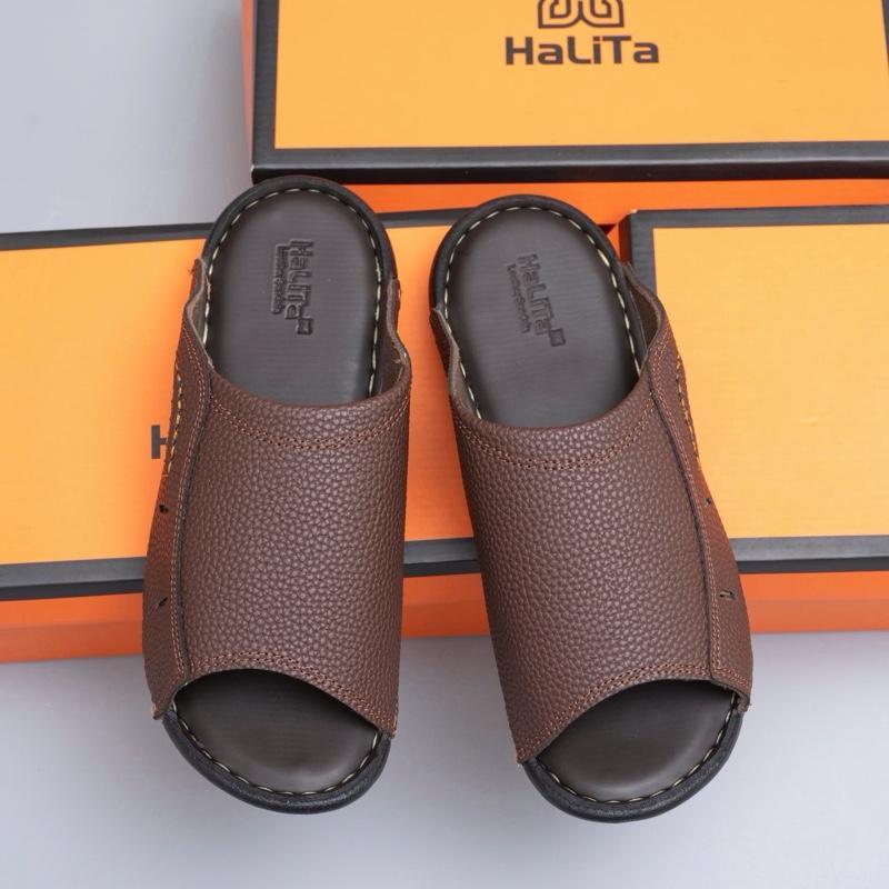 HaLiTa Dép Nam Mẫu Xịn, Quai Da Vế Dài Cao Cấp, Đế Cao Su Vân Nhám Chống Trơn Giảm Mỏi Chân Phom Bàn Chân Việt Nam ,Đẹp