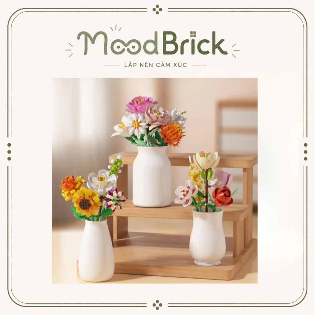 Đồ chơi lắp ráp Bộ 16 mẫu hoa nghệ thuật - Xếp hình trang trí thông minh MooBrick