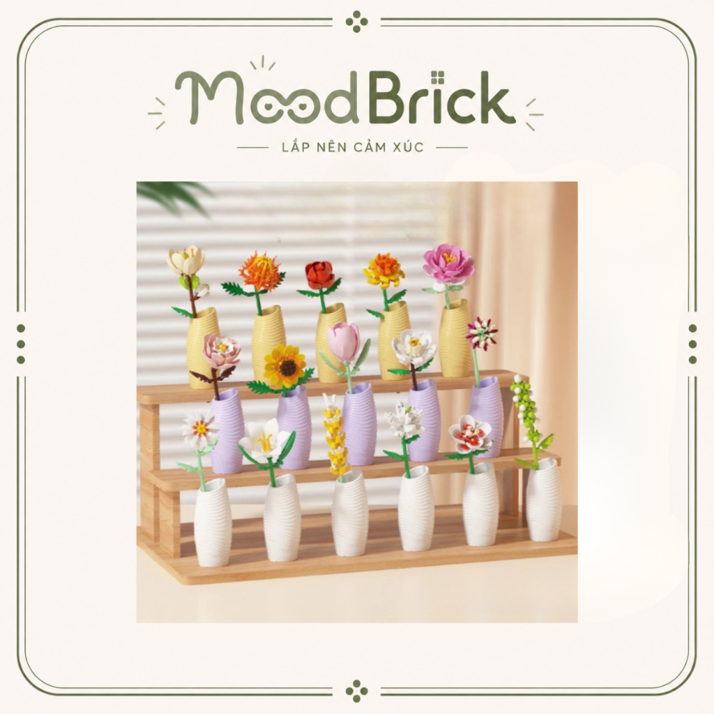 Đồ chơi lắp ráp Bộ 16 mẫu hoa nghệ thuật - Xếp hình trang trí thông minh MooBrick