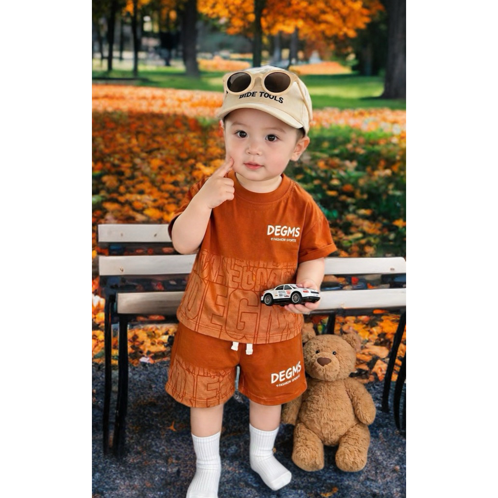 4Bộ/4màu sét Bộ cộc tay Boy Phố cho bé từ 7-50kg họa tiết DEGM unisex
