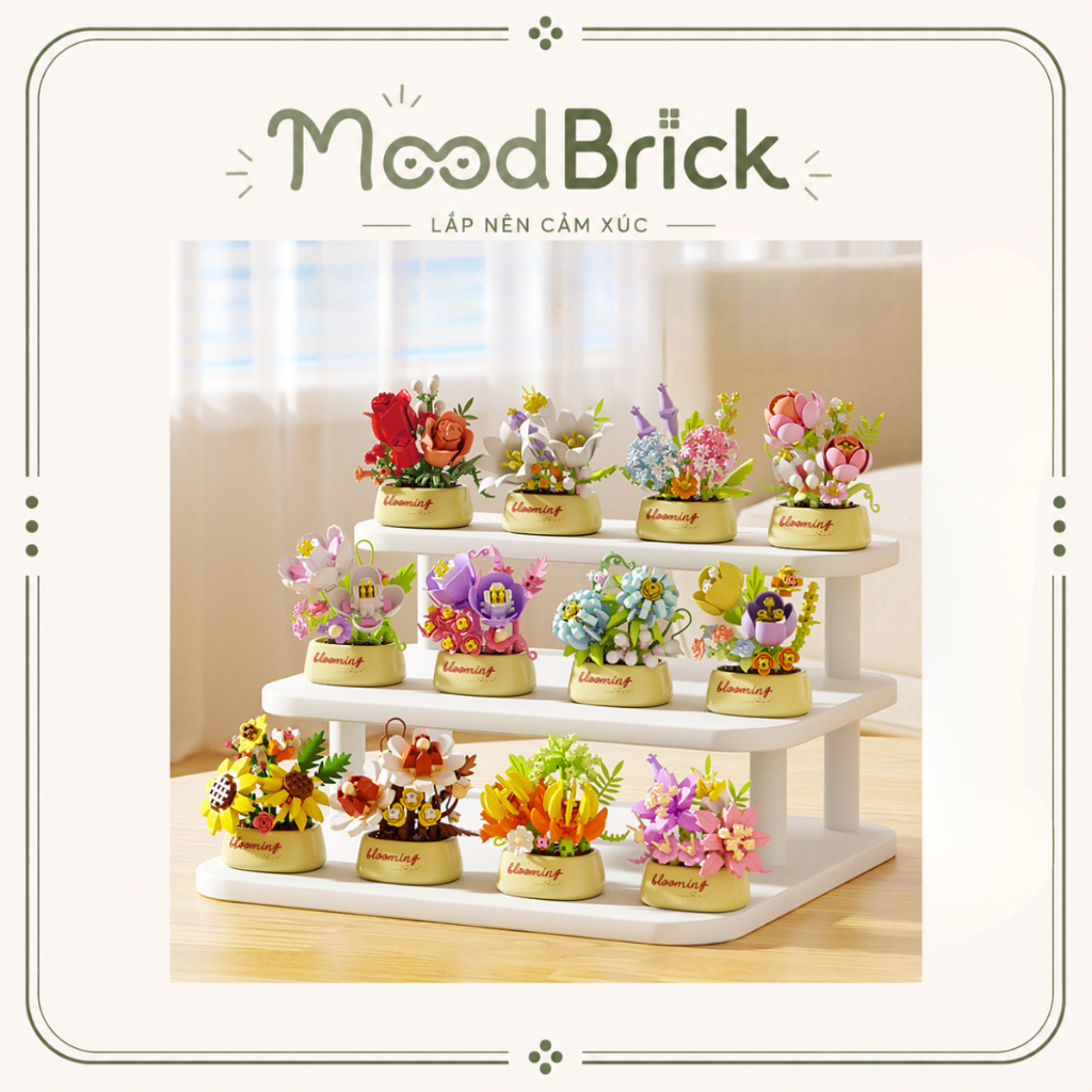 Đồ chơi lắp ráp Bộ 12 chậu hoa nghệ thuật - Xếp hình trang trí thông minh MooBrick