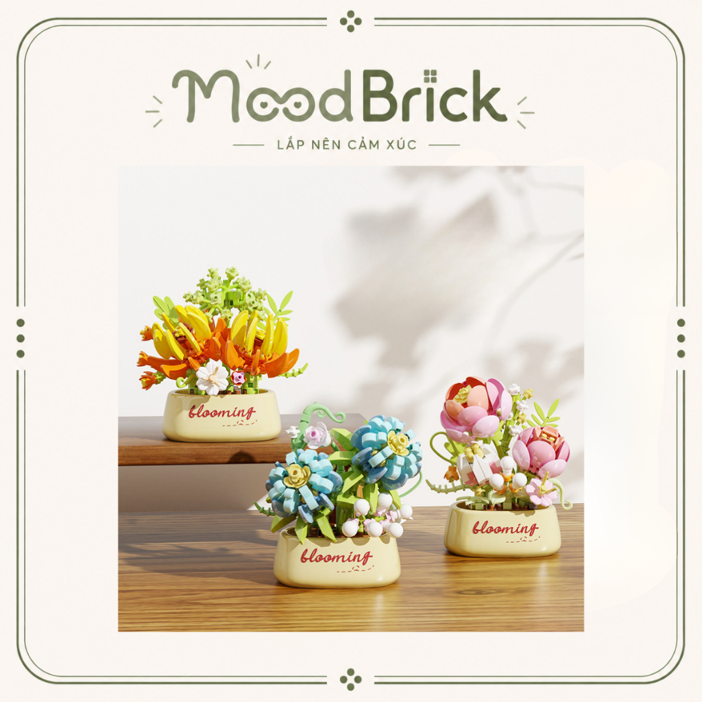 Đồ chơi lắp ráp Bộ 12 chậu hoa nghệ thuật - Xếp hình trang trí thông minh MooBrick