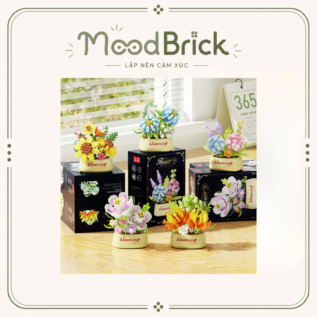 Đồ chơi lắp ráp Bộ 12 chậu hoa nghệ thuật - Xếp hình trang trí thông minh MooBrick