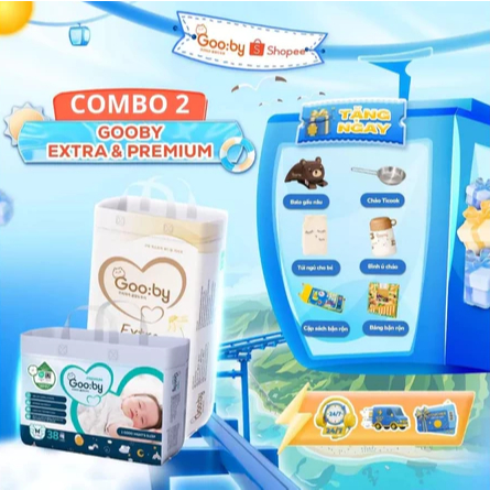 [TẶNG XE ĐẨY CÓ MÁI] Combo 04 Bịch Bỉm GOOBY EXTRA, Bỉm Chính Hãng, Bỉm Quần Dán Đủ Size