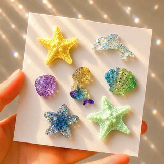 Set Charm Mermaid Sunlight Beach 🌞🌊 Charm Sao Biển & Vỏ Sò Resin Glitter Pastel Gắn Dép Crocs Siêu Xinh dễ thương