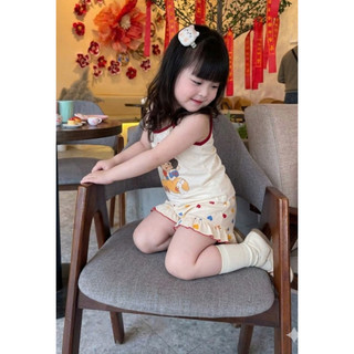 Bộ đồ cho bé gái cotton cao cấp, thấm hút mồ hôi dáng hai dây họa tiết Bạch Tuyết size 9-21kg