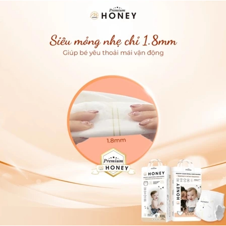 [TẶNG XE ĐẨY có mái] Combo 4 Bịch Tã Bỉm Honey Premium Cao Cấp, Bỉm Chính Hãng Đủ Size
