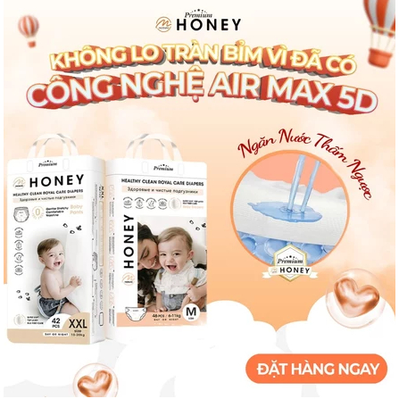 [TẶNG XE ĐẨY có mái] Combo 4 Bịch Tã Bỉm Honey Premium Cao Cấp, Bỉm Chính Hãng Đủ Size