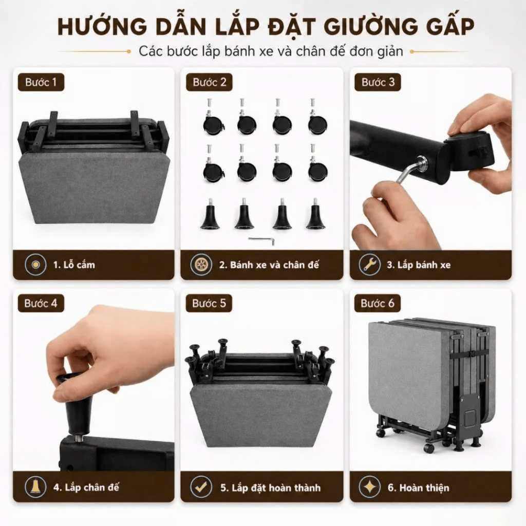 Giường Gấp Gọn Đa Năng Có Bánh Xe Thương Hiệu Tahou - Giải Pháp Tiết Kiệm Không Gian Hiệu Quả