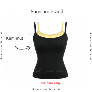 [KÈM MÚT] Áo 2 dây phối màu pastel MÙA HÈ nữ tính form ôm dáng vải cotton SAMSAM BRAND A090