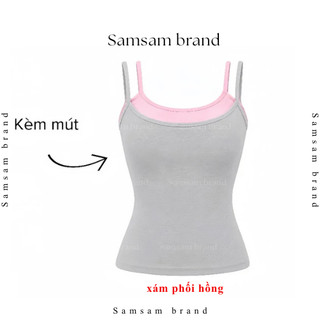 [KÈM MÚT] Áo 2 dây phối màu pastel MÙA HÈ nữ tính form ôm dáng vải cotton SAMSAM BRAND A090