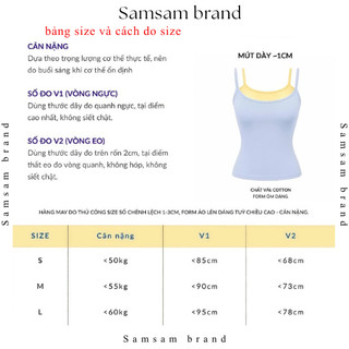 [KÈM MÚT] Áo 2 dây phối màu pastel MÙA HÈ nữ tính form ôm dáng vải cotton SAMSAM BRAND A090