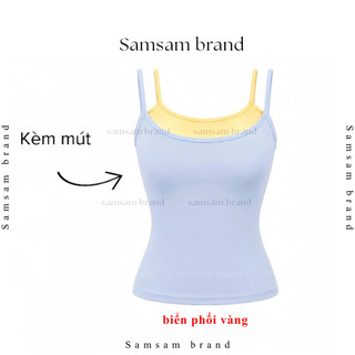 [KÈM MÚT] Áo 2 dây phối màu pastel MÙA HÈ nữ tính form ôm dáng vải cotton SAMSAM BRAND A090