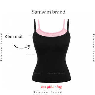 [KÈM MÚT] Áo 2 dây phối màu pastel MÙA HÈ nữ tính form ôm dáng vải cotton SAMSAM BRAND A090
