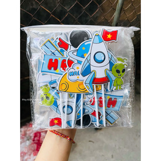 [Combo 3] Bộ 3 Phi Hành Gia, Tàu Du Hành Vũ Trụ- Trang Trí Bánh Kem Hiện Đại
