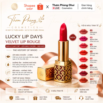 L63 Son Whoo Velvet Lip Rouge - SON WHOO HOÀNG CUNG CHUẨN LÌ SIÊU ĐẸP MẪU MỚI NHẤT