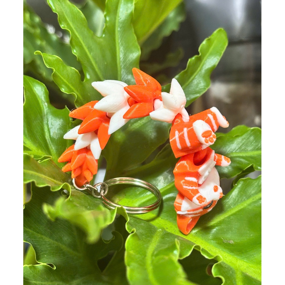 Móc Khóa Mèo Đuôi Xù In 3D Khớp Cử Động Siêu Cute – Cat Keychain Trang Trí Túi Xách, Balo, Chìa Khóa