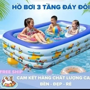 Bể Bơi Bơm Hơi Trẻ Em 3 Tầng Đáy Đôi 1m5 Nhựa PVC Bể Bơi Dày Dặn Chống Rò Rỉ Cho Bé Và Gia Đình