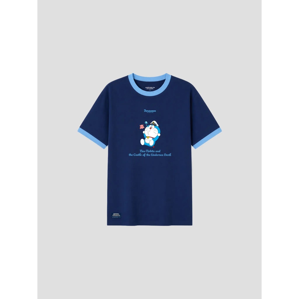 [MUA 4 GIẢM 20%][MỚI - BST DORAEMON]Áo thun nam nữ Tshirt Cotton Compact phối bo cổ IN Doraemon - Coolmate