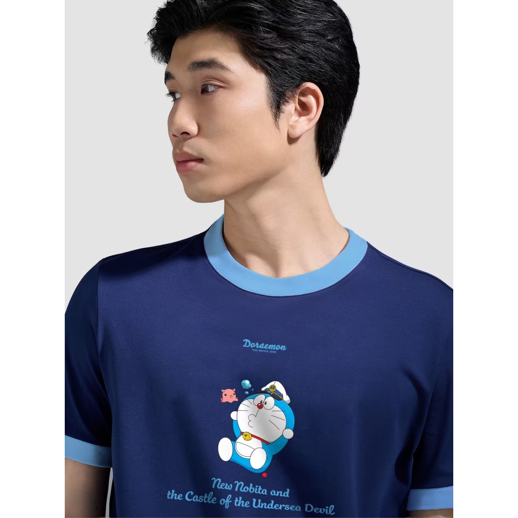 [MUA 4 GIẢM 20%][MỚI - BST DORAEMON]Áo thun nam nữ Tshirt Cotton Compact phối bo cổ IN Doraemon - Coolmate