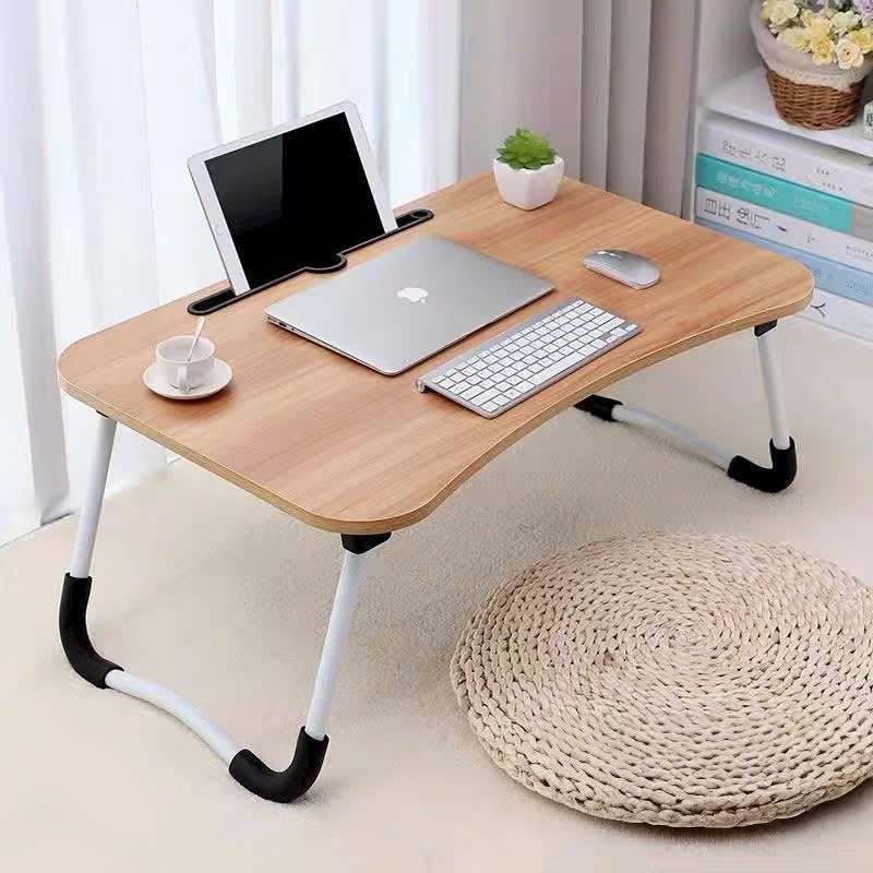 Bàn Gấp Gọn Đa Năng 40x60cm – Chân Chống Trượt, Khe Đỡ Máy Tính Bảng & Cốc