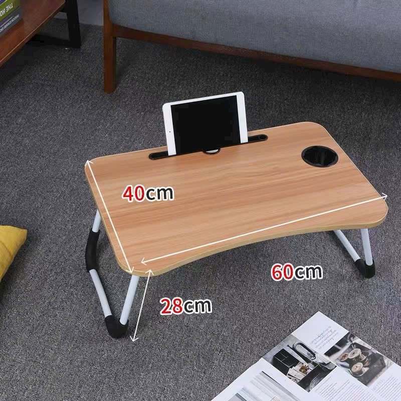 Bàn Gấp Gọn Đa Năng 40x60cm – Chân Chống Trượt, Khe Đỡ Máy Tính Bảng & Cốc