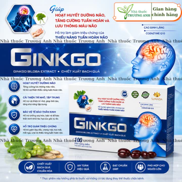 Viên Uống Ginkgo 600 Hỗ Trợ Tuần Hoàn Máu Não, Giảm Hoa Mắt, Tăng Cường Trí Nhớ, Bổ Não. Hộp 100 viên