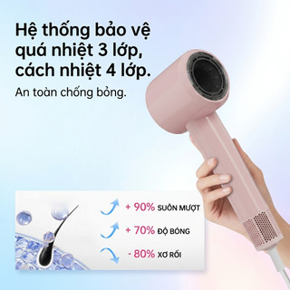 Máy sấy tóc LUMI cao cấp không cánh quạt,màn led hiển thị nhiệt độ,công nghệ ion âm chăm sóc tóc - bảo hành 12 tháng