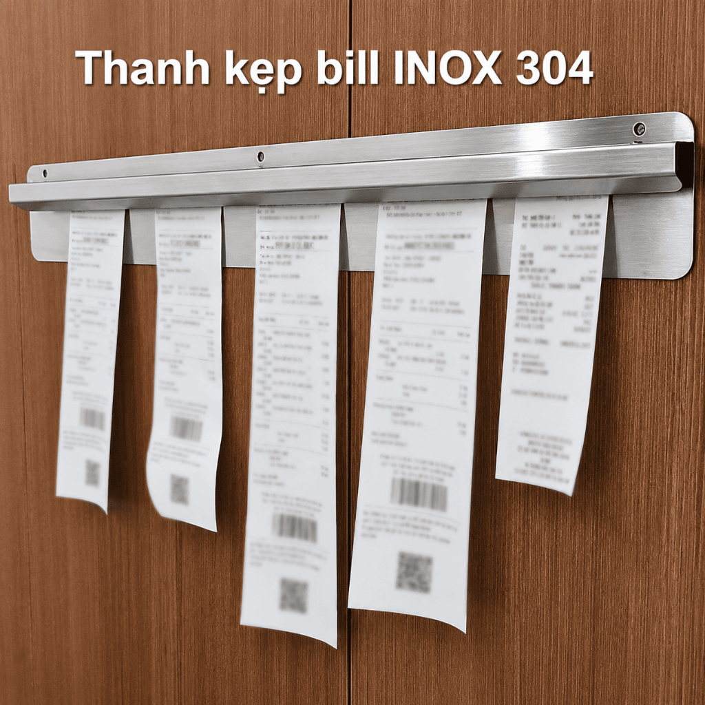 Thanh kẹp bill bằng INOX 100% , thanh kẹp order, thanh kẹp bill order, thanh kẹp hóa đơn đủ size 20cm đến 120cm