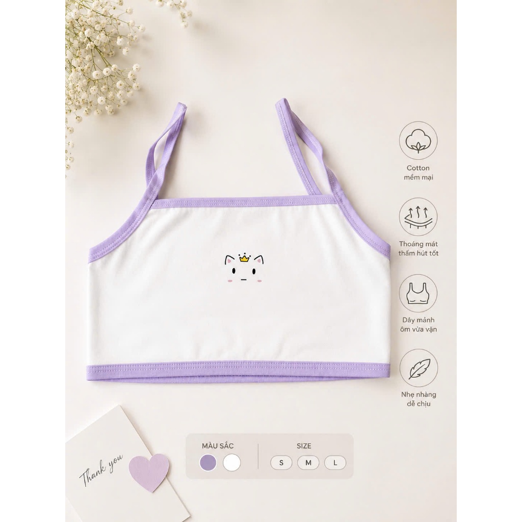 COMBO 5 Áo Lá Bé Gái Cotton Mềm Mại Thoáng Mát Dây Hai Quai Cho Bé