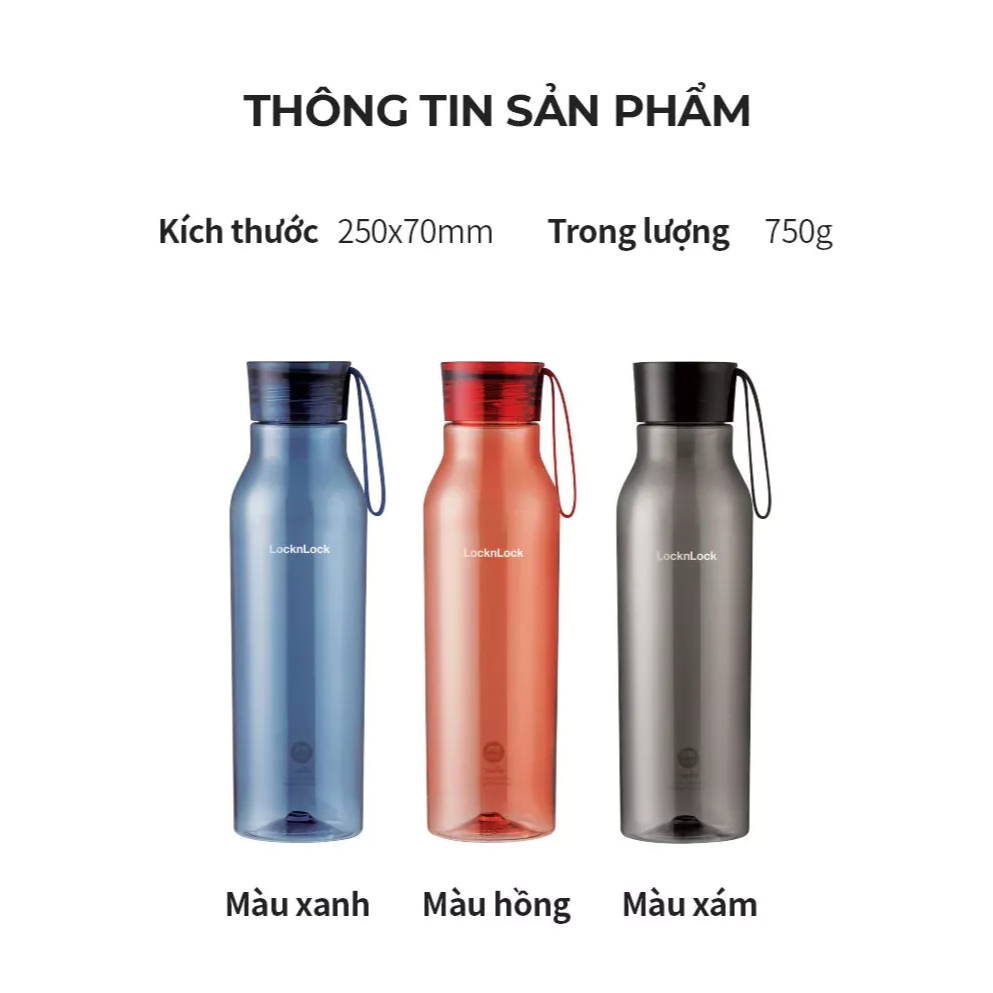 [SVIP] Bình nước nhựa Tritan LocknLock có dây treo, an toàn cho sức khỏe ABF664 750ML - K-MALL