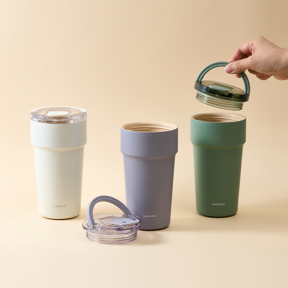 [SVIP] Bình Giữ Nhiệt LocknLock Metro Cafe Top Handle LHC4419 900ml Phủ Sứ Quai Xách Ống Hút K-MALL