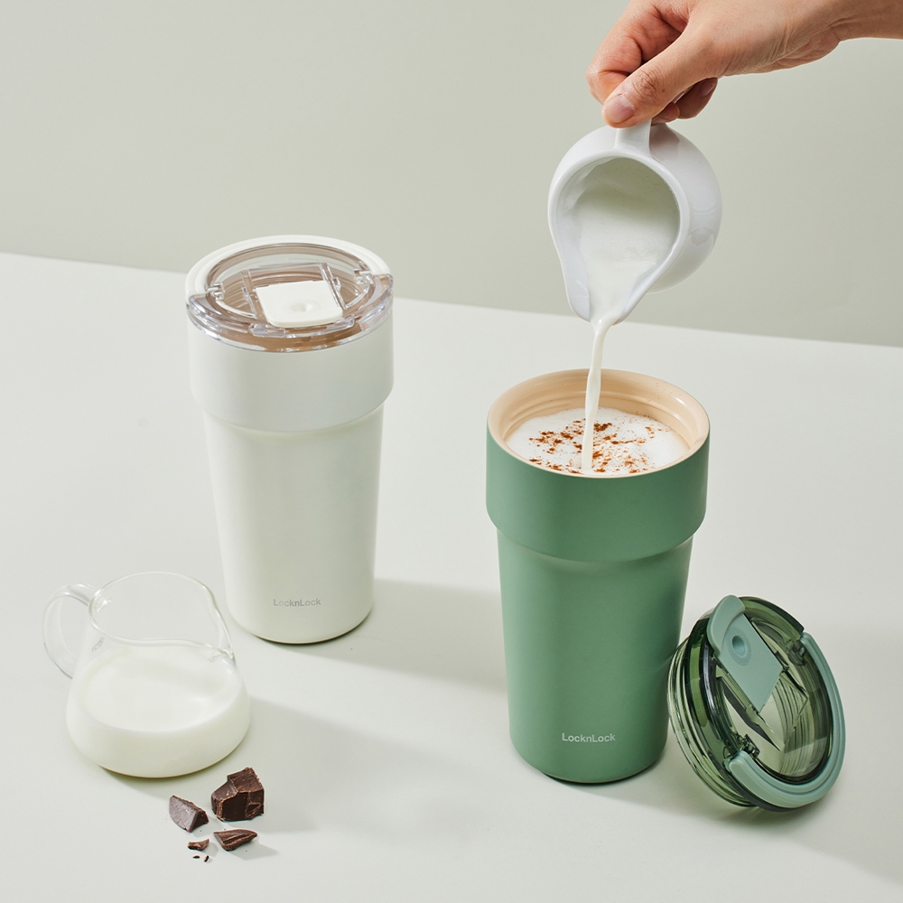 [SVIP] Bình Giữ Nhiệt LocknLock Metro Cafe Top Handle LHC4419 900ml Phủ Sứ Quai Xách Ống Hút K-MALL