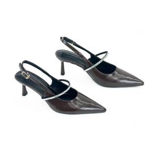 [BST THANH] Giày SlingBack Cao Gót 7P Dây Đá LESLIE HADU M7162 Da Cao Cấp Đế TPR Chống Trượt BH 12T
