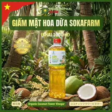 [10.10] Giấm Mật Hoa Dừa Hữu Cơ SOKFARM | Có Giấm Mẹ | Thay Thế Giấm Táo (ACV) | Detox, Giảm Cân (Chai 1000ml)