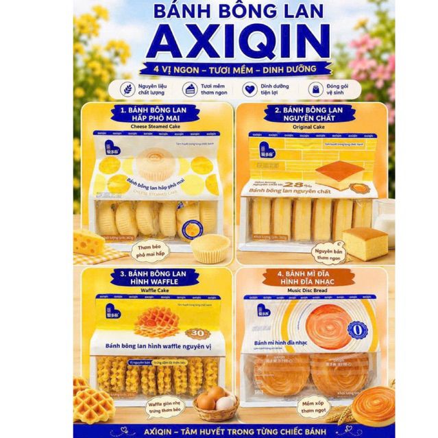 TÚI BÁNH ĐĨA TRÒN AXIQIN,BÁNH NGÀN LỚP,BÁNH ĂN SÁNG ÍT ĐƯỜNG, BÁNH NGỌT ...