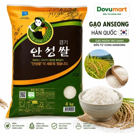 GẠO ANSEONG HÀN QUỐC CHÍNH HÃNG – HẠT GẠO DẺO THƠM, CƠM NGON CHUẨN VỊ HÀN