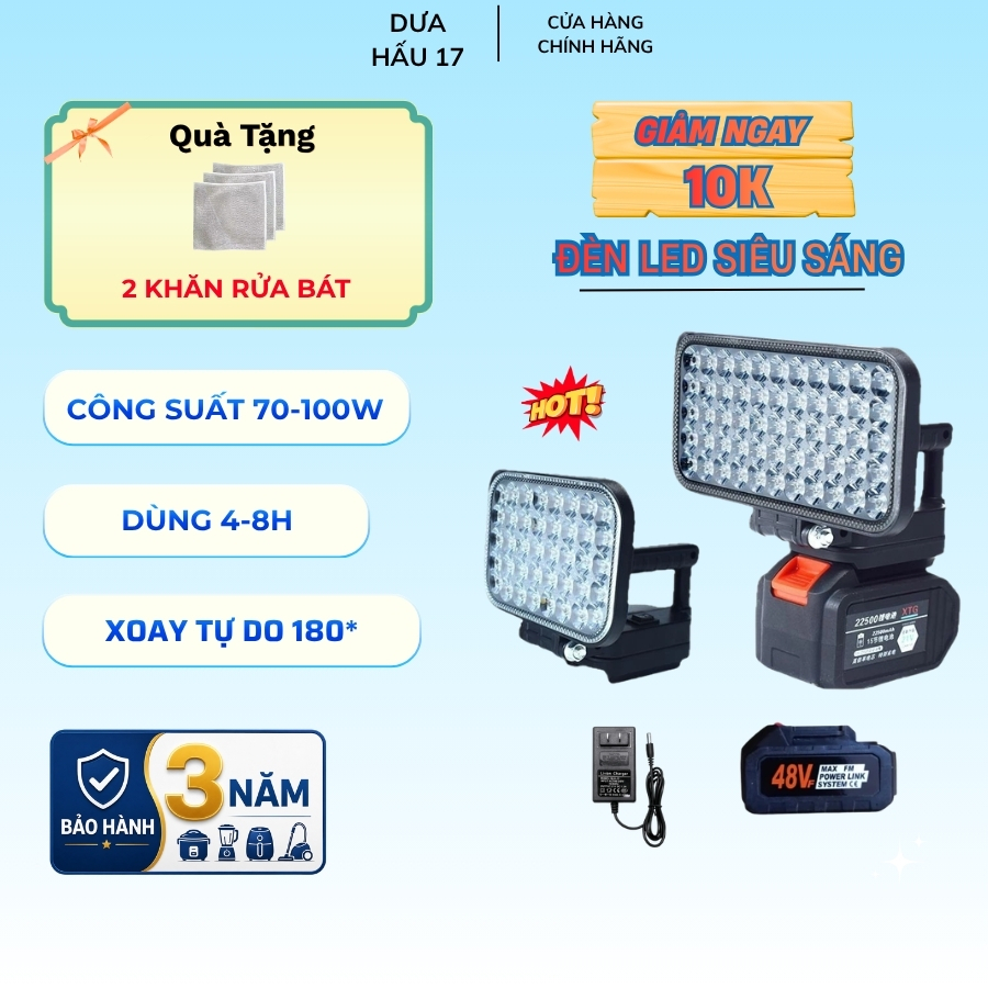 Đèn LED Siêu Sáng Sử Dụng Pin Makita 55 LED Với 2 Chế Độ Sáng, Có Cổng Sạc Điện Thoại USB Hot