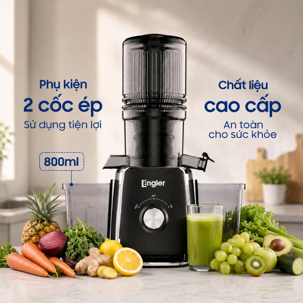 Máy Ép Chậm Engler EGL2925 300W Ép Kiệt Bã 99% Miệng Ép Rộng 12.7cm Giữ Trọn Dinh Dưỡng
