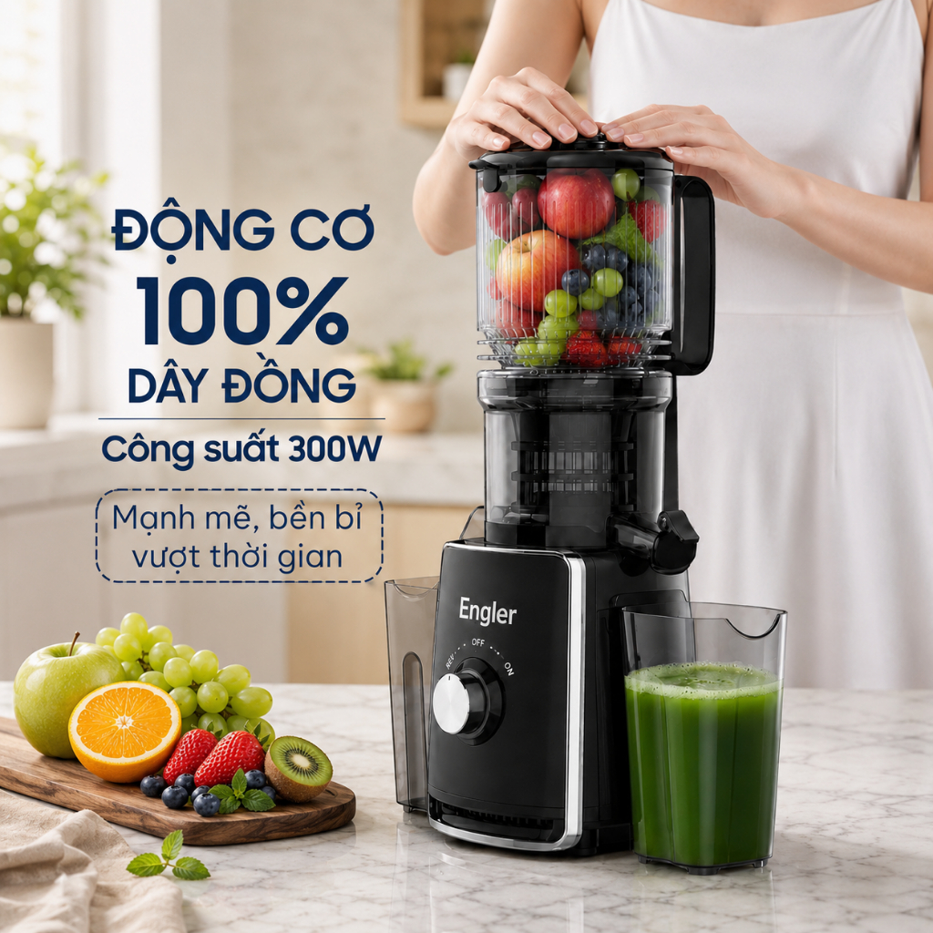 Máy Ép Chậm Engler EGL2925 300W Ép Kiệt Bã 99% Miệng Ép Rộng 12.7cm Giữ Trọn Dinh Dưỡng