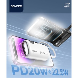 [Có 3C] Pin Dự Phòng Sendem PH102 10000mAh lõi 21700, TypeC PD 20W, Kèm cáp LaiNing và đầu cắm TypeC
