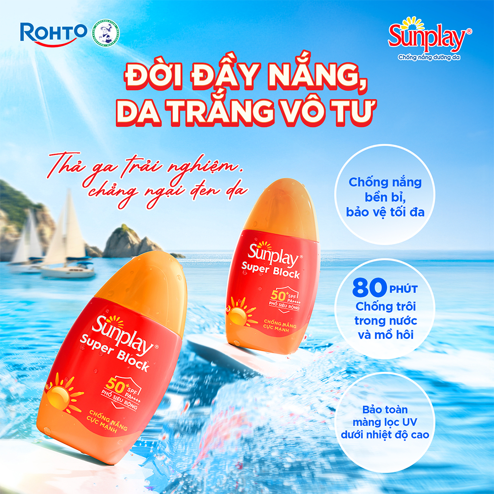 Kem chống nắng Sunplay cực mạnh, ngừa đen sạm da hiệu quả dạng sữa Sunplay Super Block SPF 50+, PA++++ 30g
