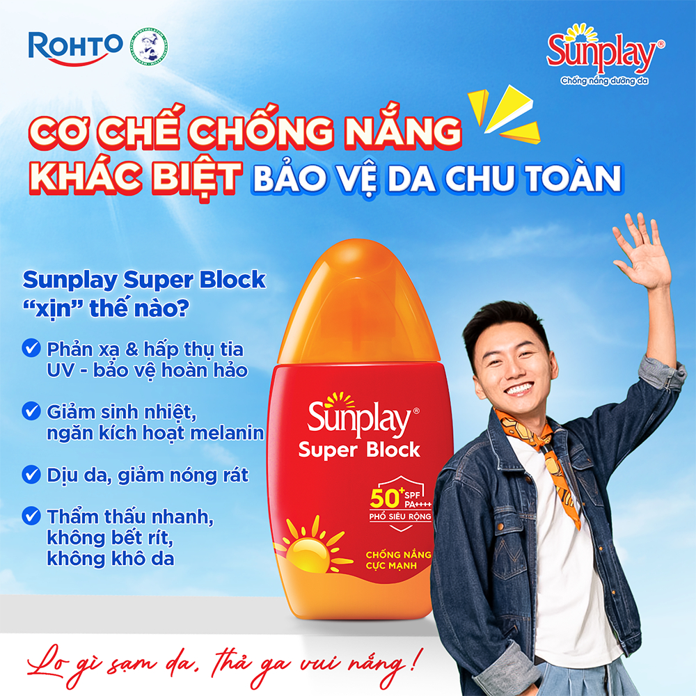 Kem chống nắng Sunplay cực mạnh, ngừa đen sạm da hiệu quả dạng sữa Sunplay Super Block SPF 50+, PA++++ 30g