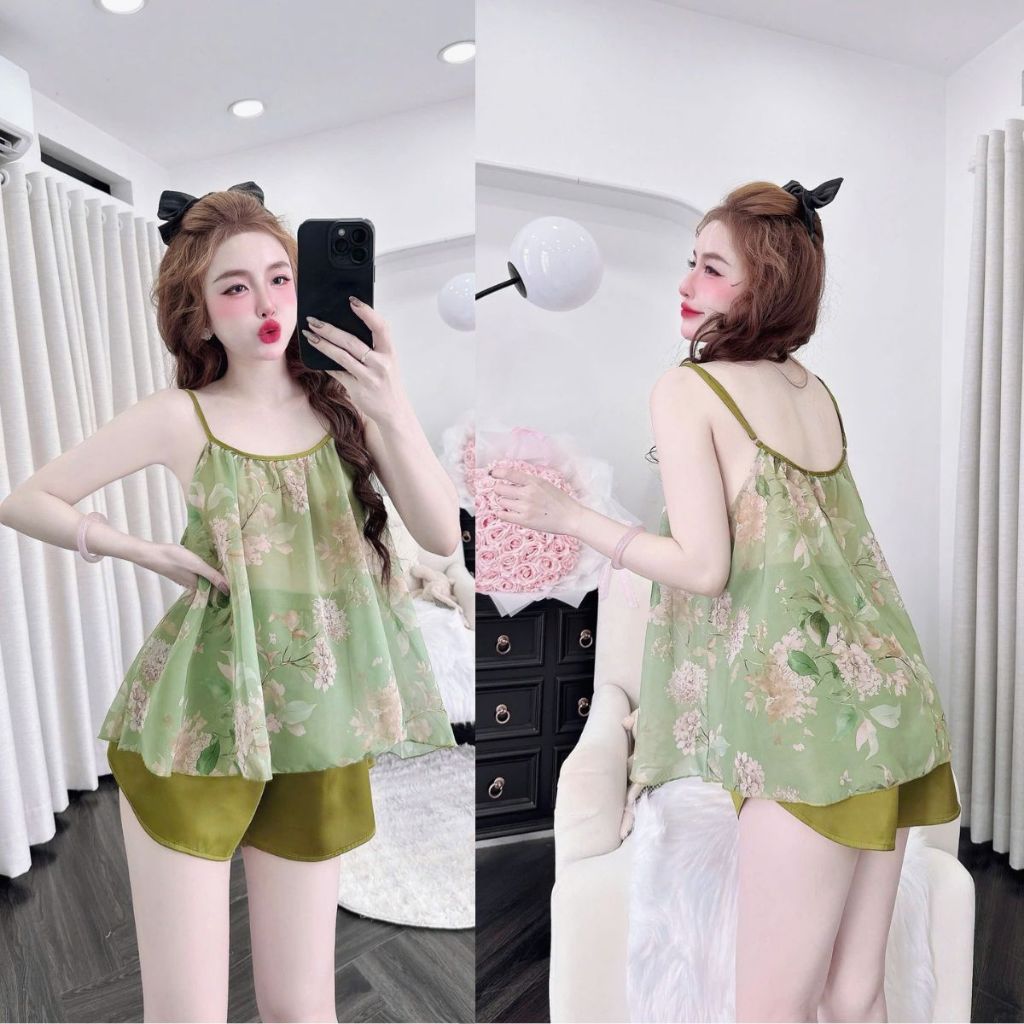 đồ ngủ M24 Đồ Ngủ Nữ Miky, Đồ Ngủ Sexy Lụa Chiffon Phối Latin cao cấp mềm