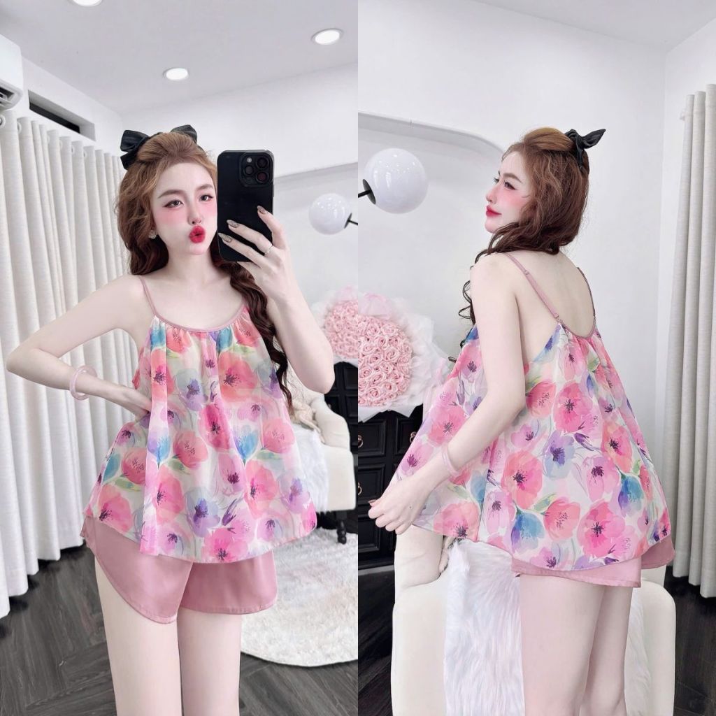 Đồ Ngủ Nữ Miky, Đồ Ngủ Sexy Lụa Chiffon Phối Latin cao cấp mềm mại